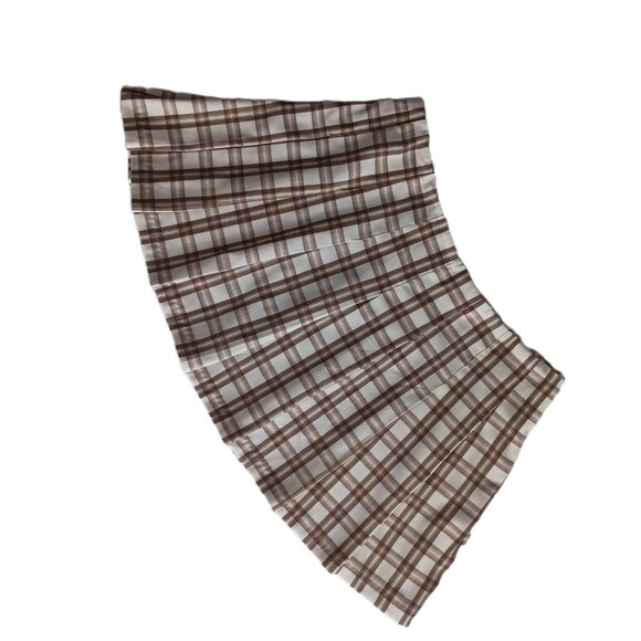 Divided H&M Plaid Pleated White Brown Skater Skirt Women's Size 14 - Picture 2 of 8